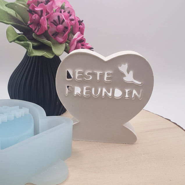 Silikonform Ballonlicht Herz Beste Freundin für Raysin, Beton, Gips und Keramikpulver – liebevolle Gießform für selbstgemachte Geschenke und besondere Freundschaftsdeko