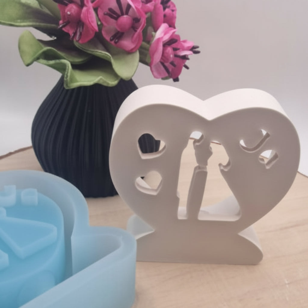 Silikonform Ballonlicht Herz Brautpaar für Raysin, Beton, Gips und Keramikpulver – romantische Gießform für Hochzeitsdekoration und selbstgemachte Geschenke