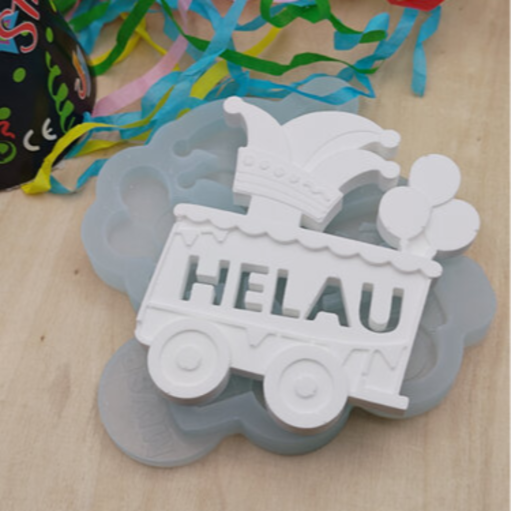 Silikonform Ballonlicht Karneval Anhänger Helau für Raysin, Beton, Gips und Keramikpulver – kreative Gießform für Karneval Deko, Faschingsdeko und stimmungsvolle Leuchtdeko