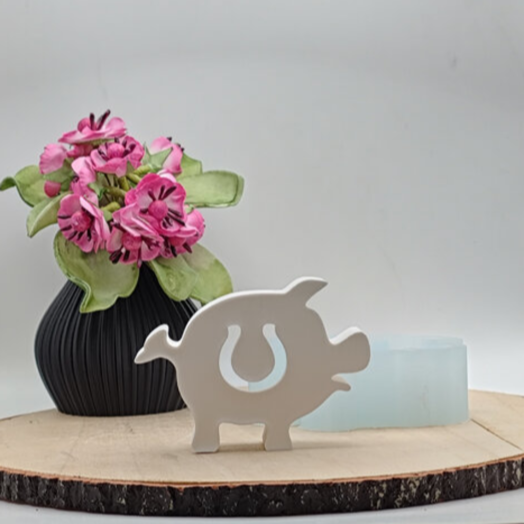 Silikonform Ballonlicht Schwein Motiv Hufeisen für Raysin, Beton, Gips und Keramikpulver – dekorative Gießform für Glücksbringer, Silvesterdeko, Neujahrsdeko und kreative DIY Projekte