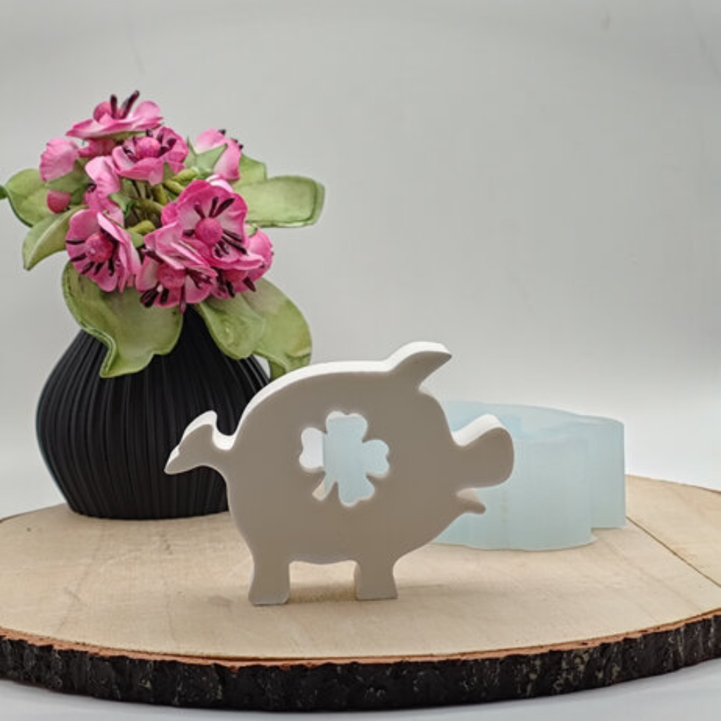 Silikonform Ballonlicht Schwein Motiv Kleeblatt für Raysin, Beton, Gips und Keramikpulver – dekorative Gießform für Glücksbringer, Silvesterdeko, Neujahrsdeko und kreative DIY Projekte