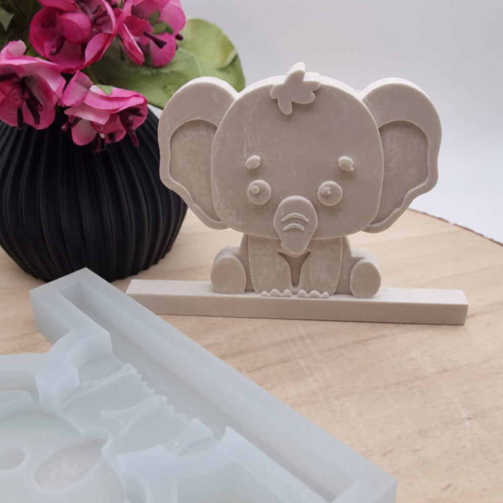 Silikonform Einschieber Elefant für Raysin, Beton, Gips und Keramikpulver – kreative Gießform für Tierdeko, Kinderzimmerdeko und dekorative Einschieber