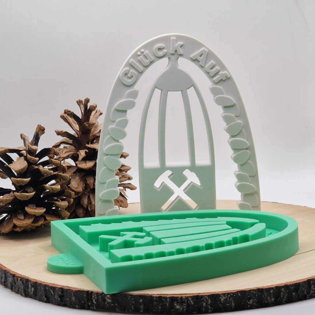 Silikonform Gießform Einschieber Glück Auf zum Gießen von kreativer DIY Deko aus Raysin, Beton oder Gips
