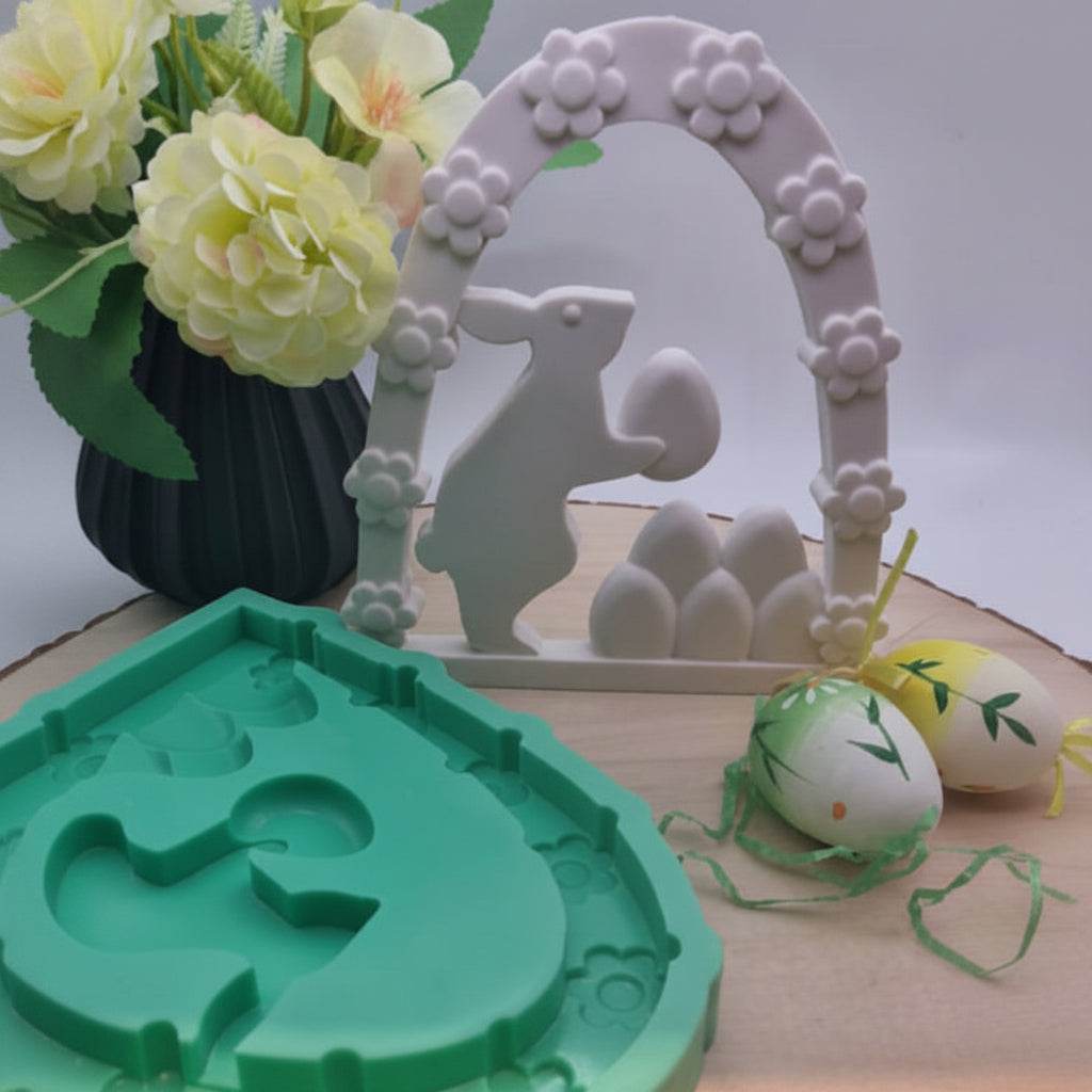 Silikonform Gießform Einschieber Osterbogen zum Gießen von kreativer Osterdeko aus Raysin, Beton oder Gips