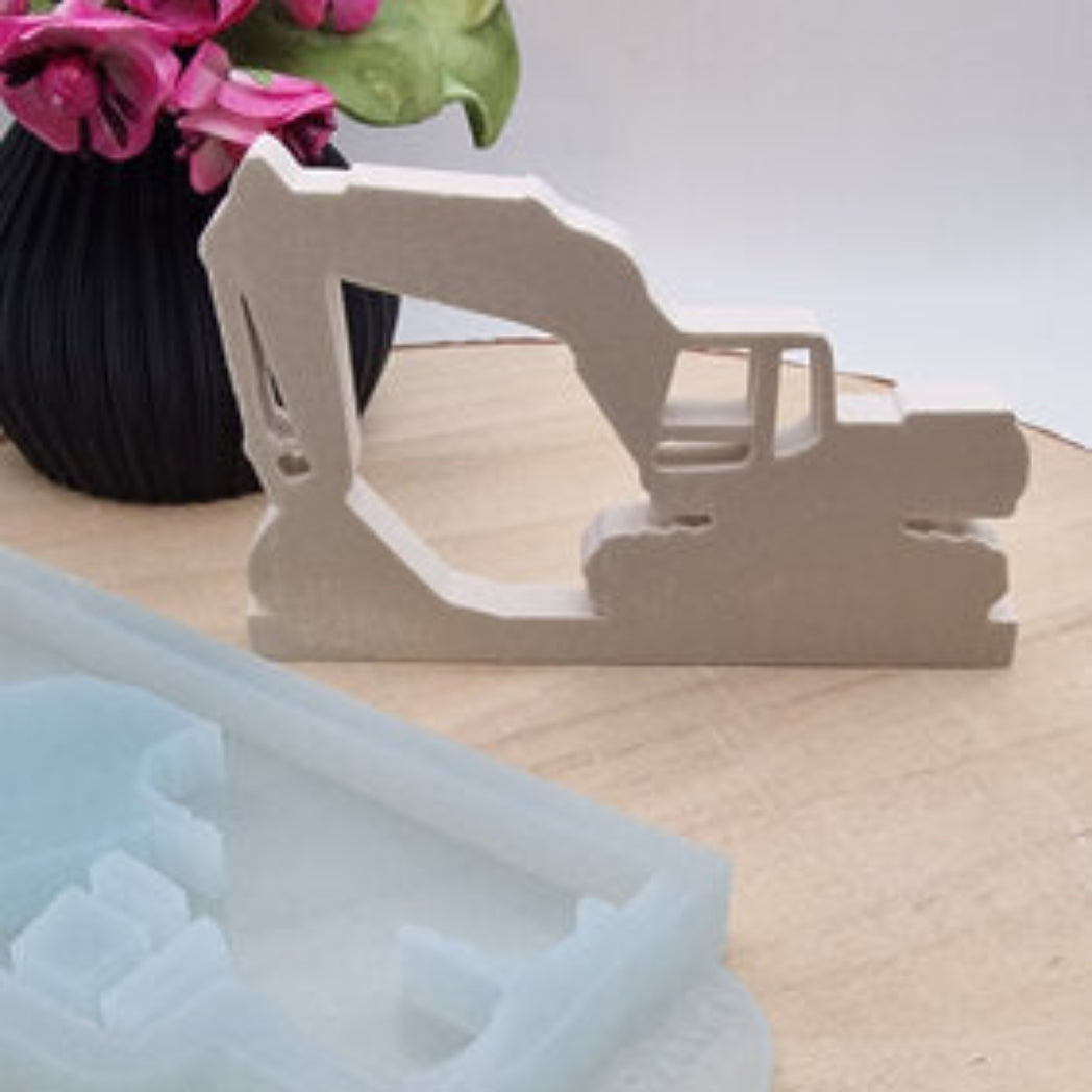 Silikonform Einschieber Schaufelbagger für Raysin, Beton, Gips und Keramikpulver – kreative Gießform für Baustellen Deko, Kinderzimmerdeko und dekorative Einschieber