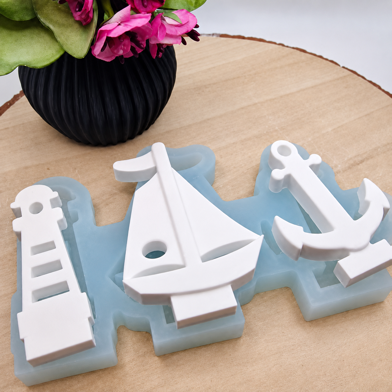 Silikonform Einstecker Maritim für Raysin, Beton, Gips und Keramikpulver – dekorative Gießform für maritime Dekoration, Küstendeko, Blumenstecker und kreative DIY Projekte