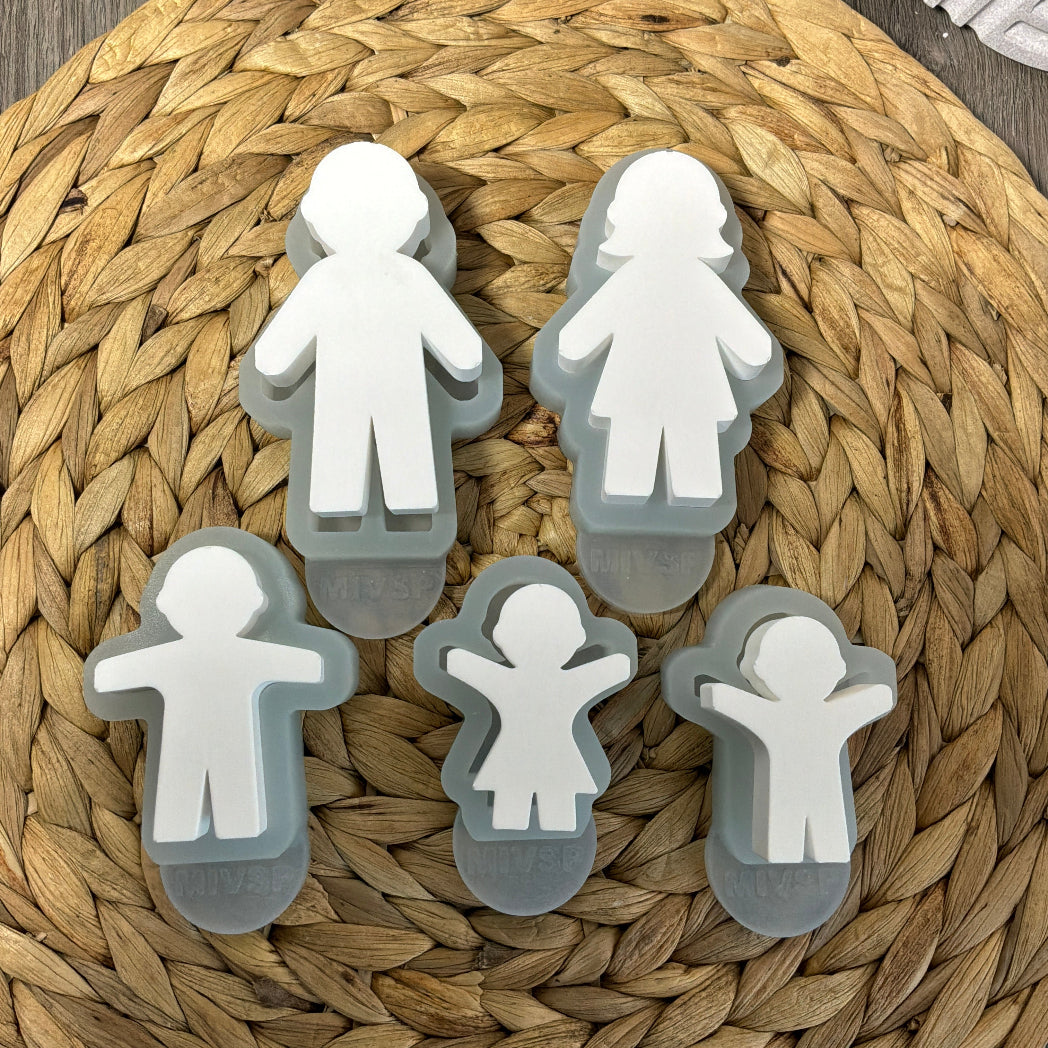 Silikonform Personen Figuren Familie als Set für Raysin, Beton, Gips und Keramikpulver – dekorative Gießform für Familiendeko und kreative DIY Projekte