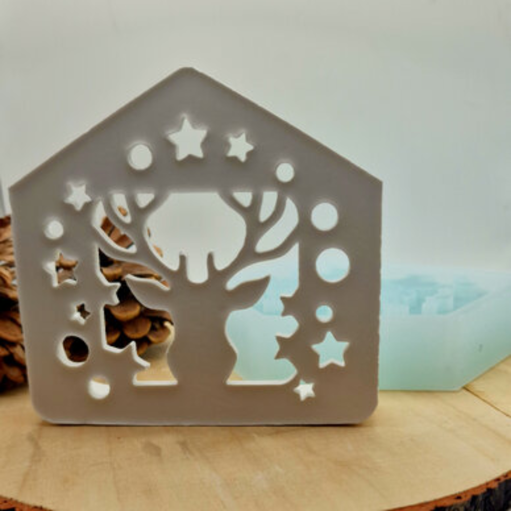 Silikonform Gießform Ballonlicht Haus Elch kaufen für DIY Gießen mit Raysin Beton Gips Keramikpulver und Resin weihnachtliche Elch Deko