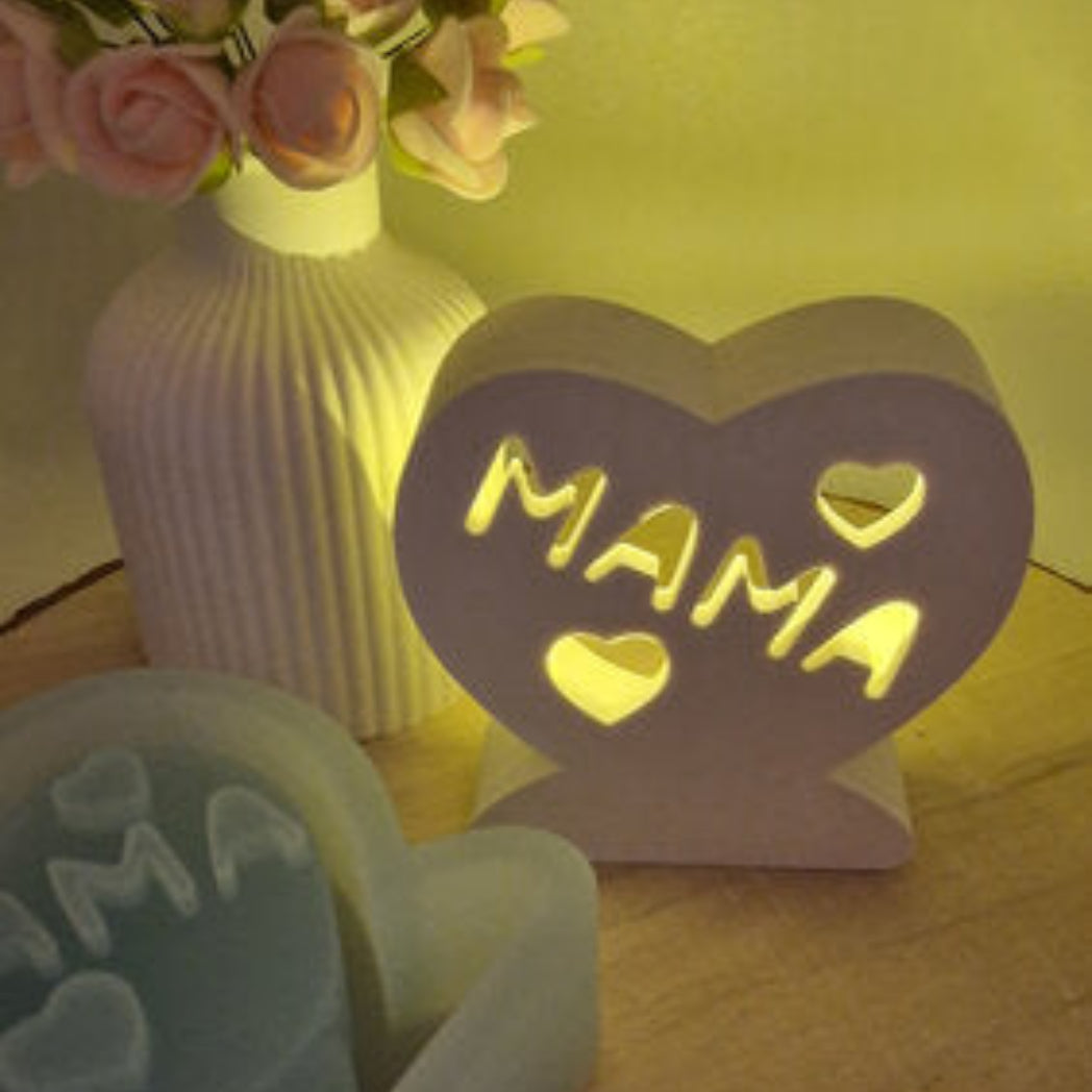 Gießform Ballonlicht Herz Mama aus Silikon für DIY Geschenkideen, Muttertagsdeko und stimmungsvolle Lichtobjekte aus Raysin oder Beton.