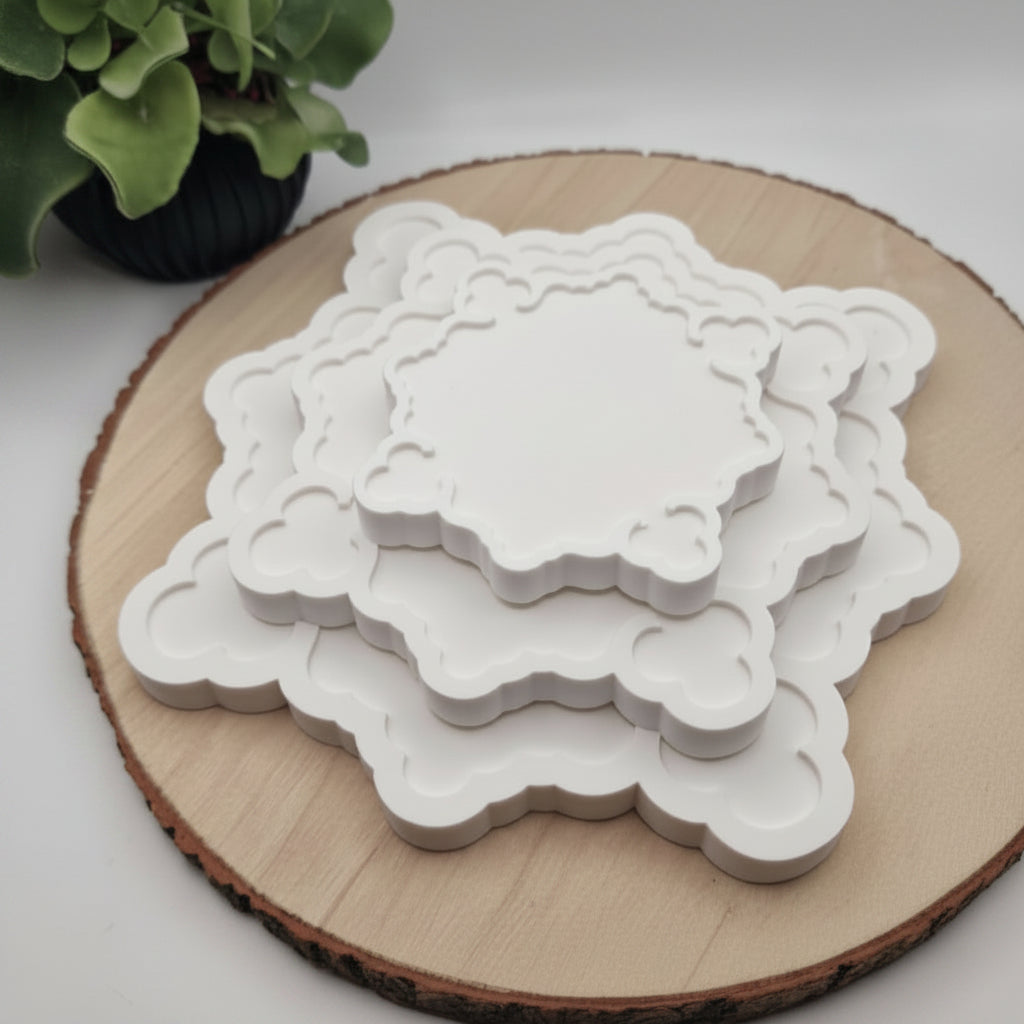 Silikonform Gießform Etagere Tablett 3-teilig ohne Loch kaufen für DIY Gießen mit Raysin Beton Gips Keramikpulver und Resin moderne Deko Etagere
