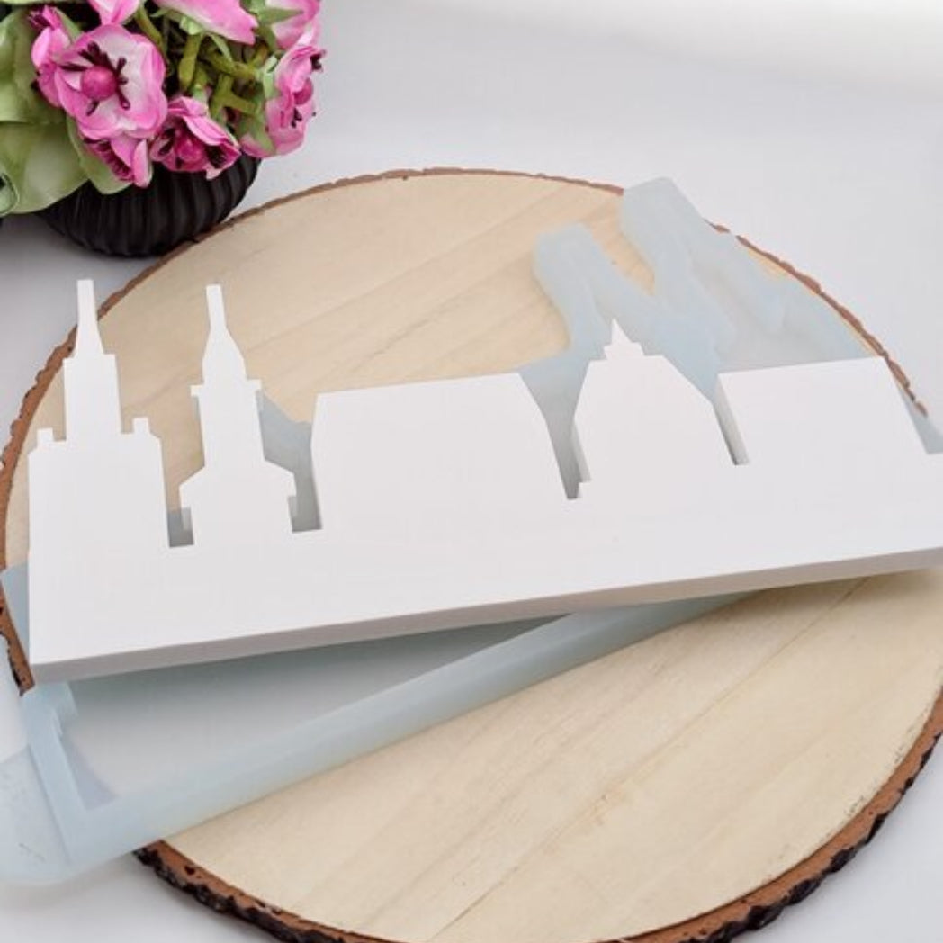 Silikonform Gießform Skyline Aachen Nr 1 kaufen für DIY Gießen mit Raysin Beton Gips Keramikpulver und Resin moderne Stadt Skyline Aachen Deko