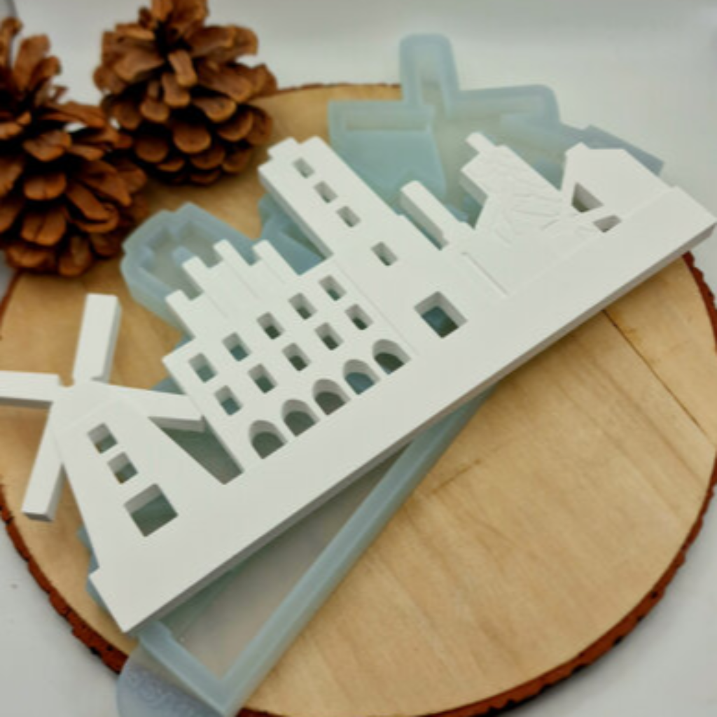 Silikonform Gießform Skyline Beckum kaufen für DIY Gießen mit Raysin Beton Gips Keramikpulver und Resin moderne Stadt Skyline Beckum Deko