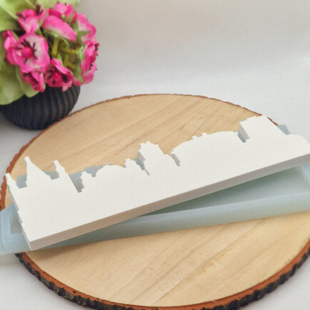 Silikonform Gießform Skyline Mainz Nr 1 kaufen für DIY Gießen mit Raysin Beton Gips Keramikpulver und Resin moderne Stadt Skyline Mainz Deko