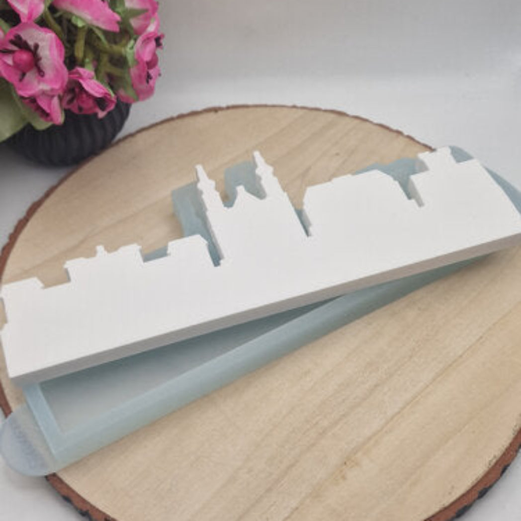 Silikonform Gießform Skyline Mainz Nr 2 kaufen für DIY Gießen mit Raysin Beton Gips Keramikpulver und Resin moderne Stadt Skyline Mainz Deko