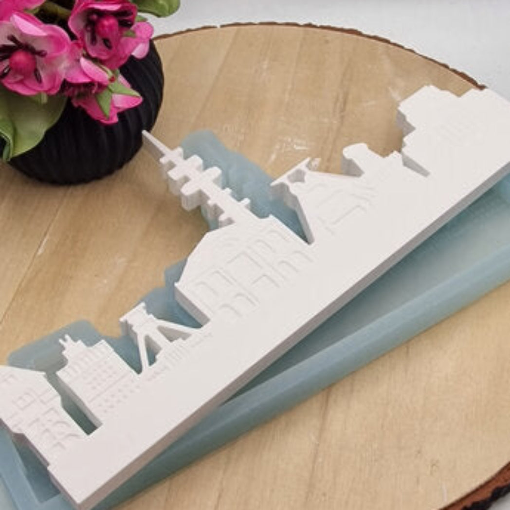 Silikonform Gießform Skyline Ruhrpott Nr 2 kaufen für DIY Gießen mit Raysin Beton Gips Keramikpulver und Resin moderne Ruhrpott Skyline Deko