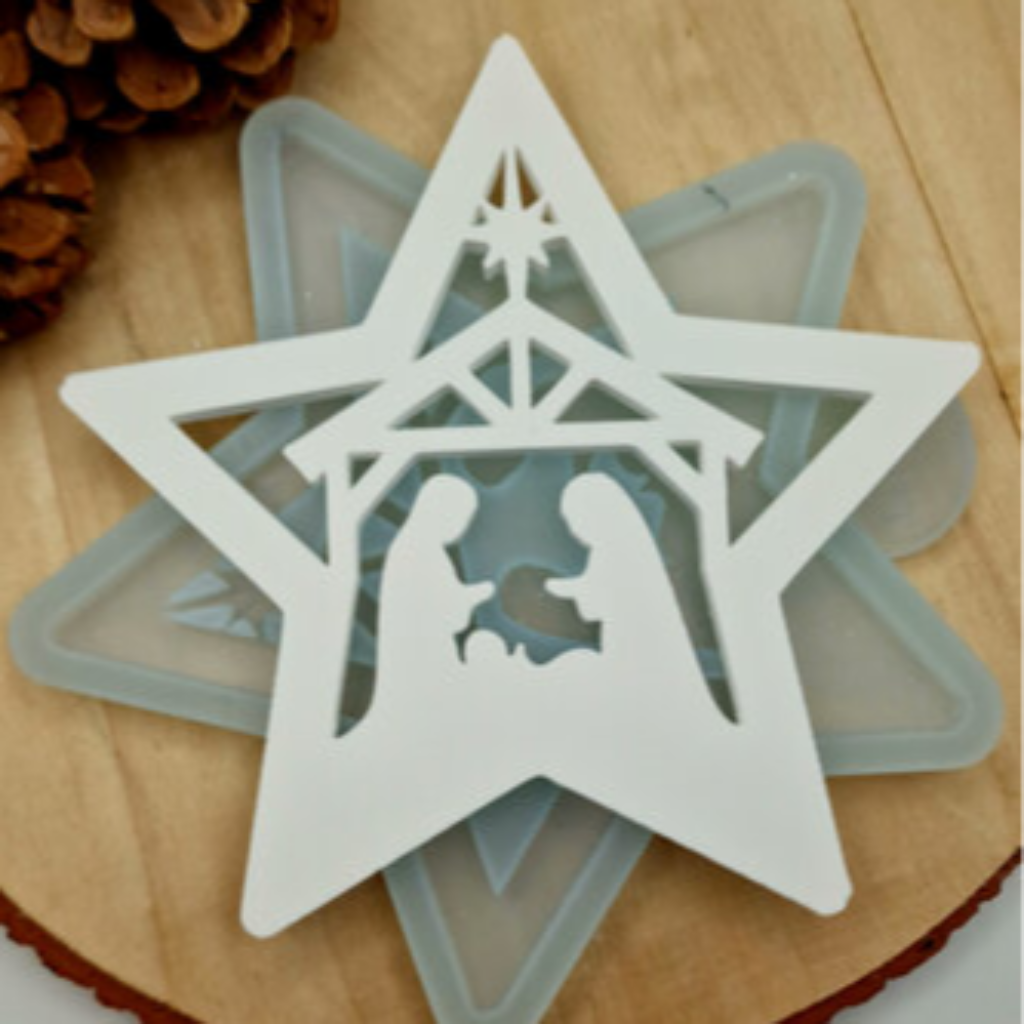 Silikonform Gießform Stern Krippe kaufen für DIY Gießen mit Raysin Beton Gips Keramikpulver und Resin weihnachtliche Krippen Deko im Stern Design