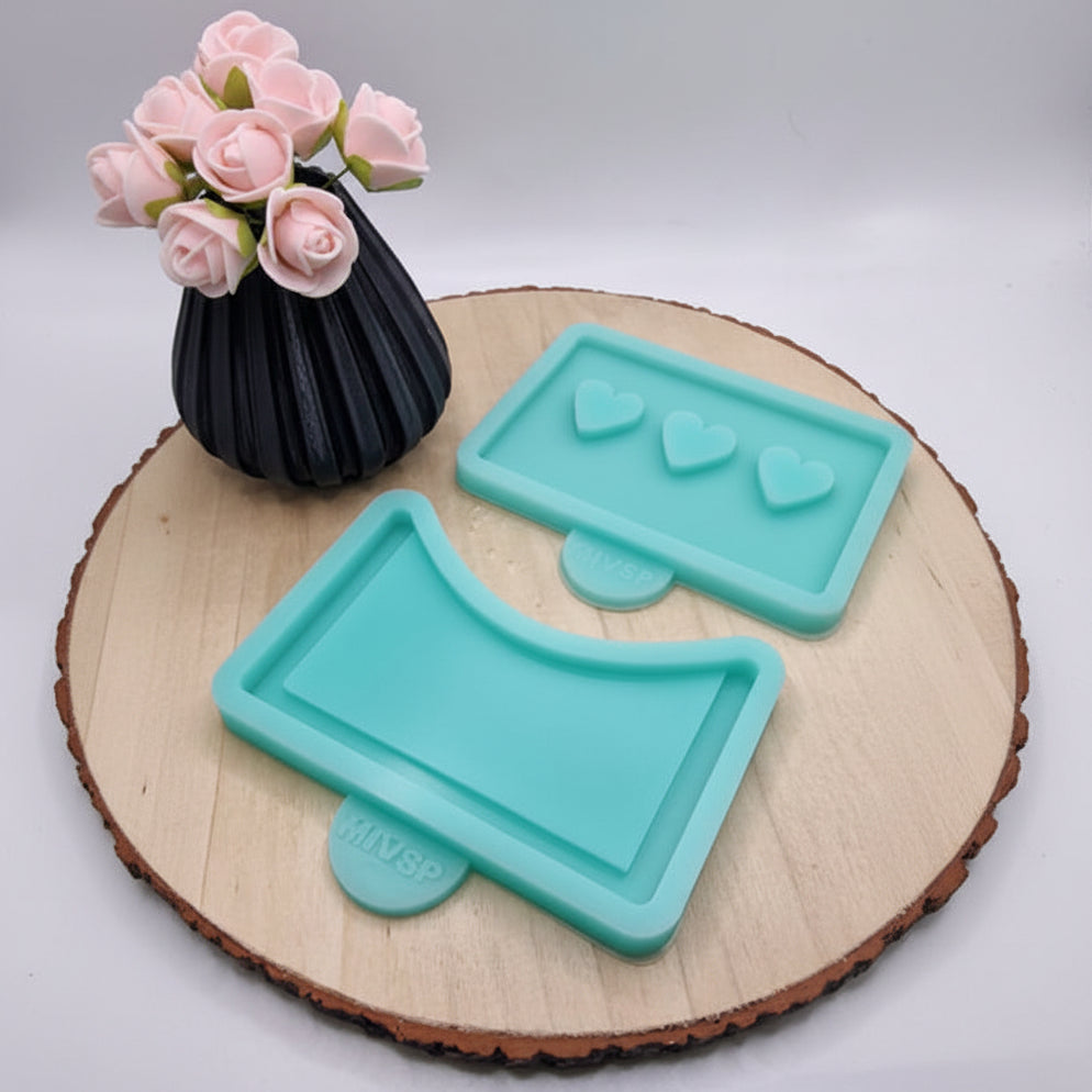 Silikonform Gießform Gutscheinverpackung Set Herzen zum Gießen von kreativer Geschenkdeko aus Raysin, Beton oder Gips