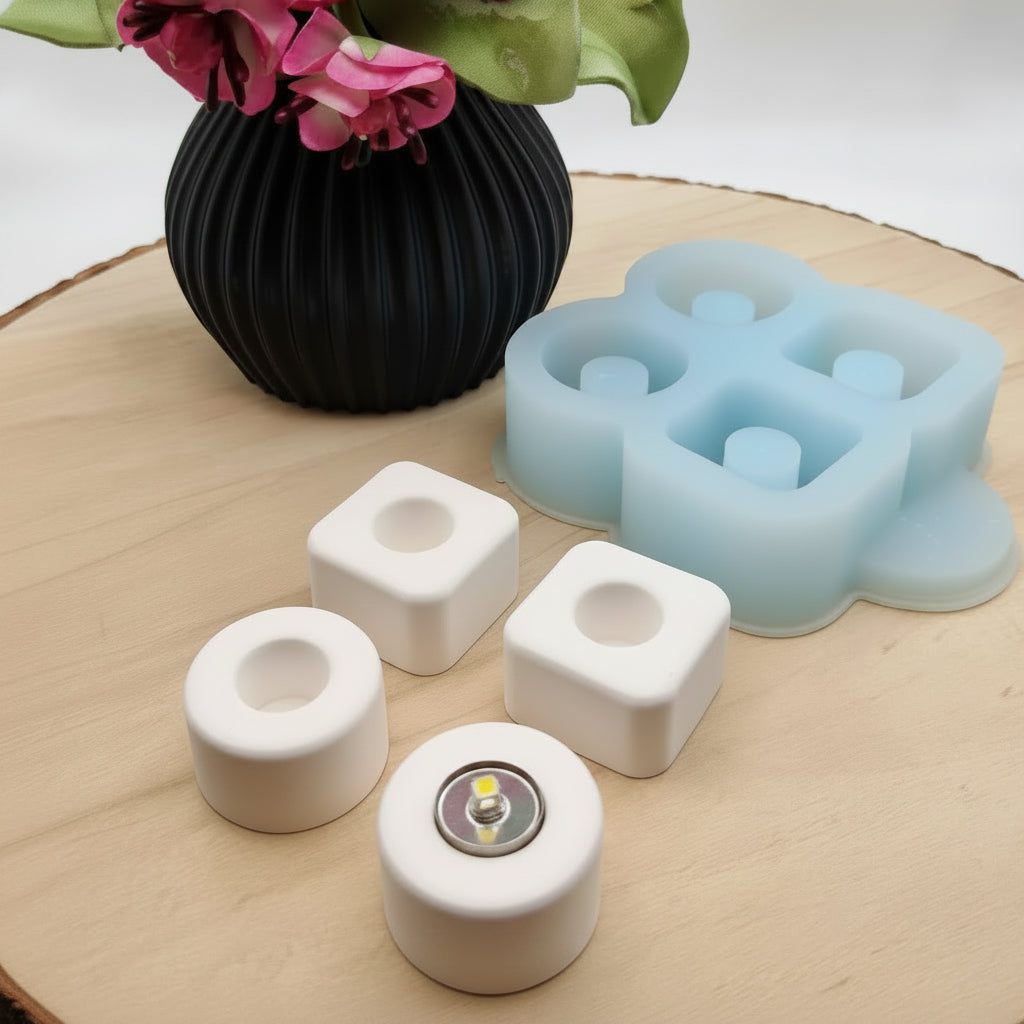 Silikonform Halterung für LED Licht für Raysin, Beton, Gips und Keramikpulver – stabile Gießform zur Herstellung dekorativer LED Licht Halterungen für kreative DIY Projekte