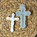 Silikonform für ein Kreuz mit Jesusfigur und Aufhängeloch