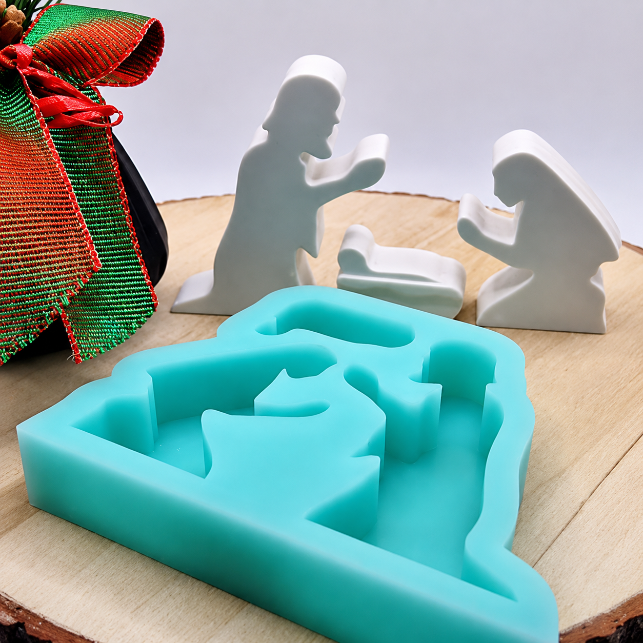 Silikonform Krippe Set zum Gießen von weihnachtlicher Deko aus Raysin, Beton oder Keramikpulver
