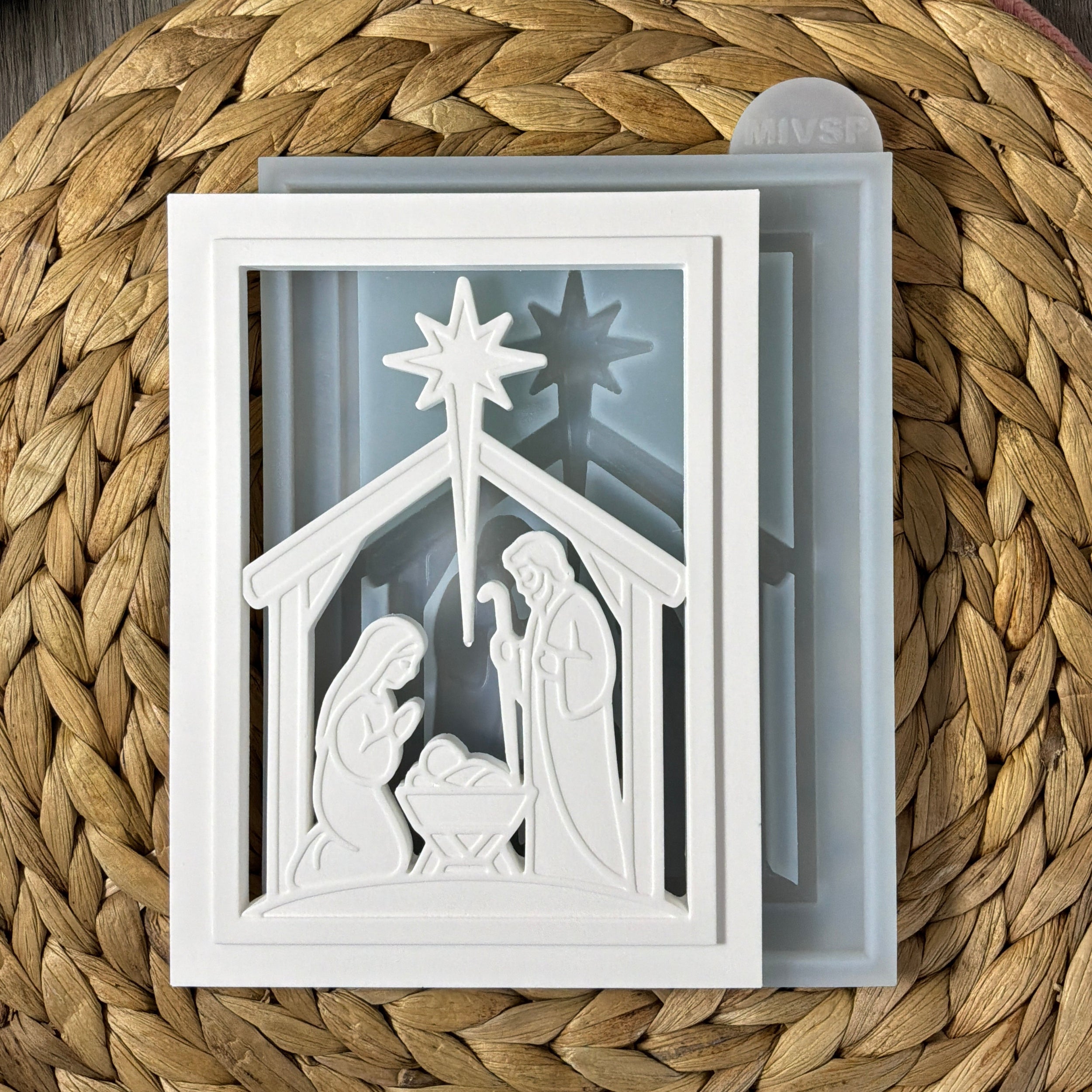Silikonform Laterne Krippe mit filigranem Krippenmotiv für Weihnachten
