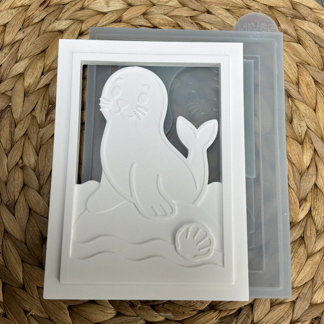Silikonform Laterne Robbe für Raysin, Beton, Gips und Resin mit maritimem Robbenmotiv für kreative DIY Lichtdeko und Küstendeko