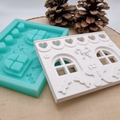 Silikonform Lebkuchenhaus Seitenteil für Raysin, Beton, Gips und Keramikpulver – detailreiche Gießform als Seitenteil für dekorative DIY Lebkuchenhäuser, Weihnachtsdeko und Winterdeko