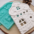 Silikonform Lebkuchenhaus Vorderseite für Raysin, Beton, Gips und Keramikpulver – detailreiche Gießform für Weihnachtsdeko, Winterdeko und kreative DIY Lebkuchenhäuser