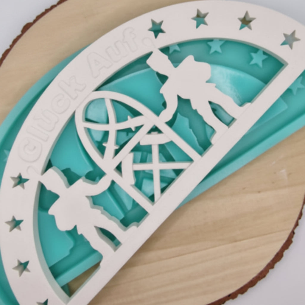 Silikonform Gießform Lichterbogen Schwibbogen Bergmänner zum Gießen von stimmungsvoller Weihnachtsdeko aus Raysin, Beton oder Gips