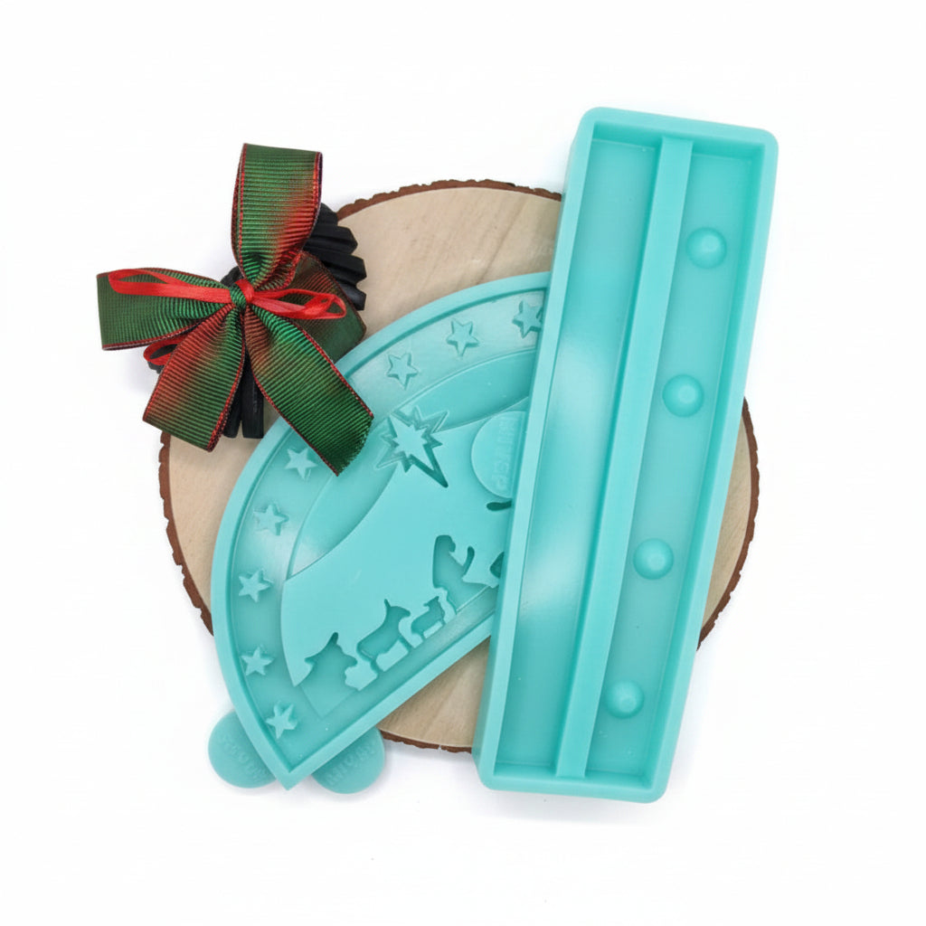 Silikonform Gießform Lichterbogen Schwibbogen Krippe mit Halterung im Set zum Gießen von stimmungsvoller Weihnachtsdeko aus Raysin, Beton oder Gips