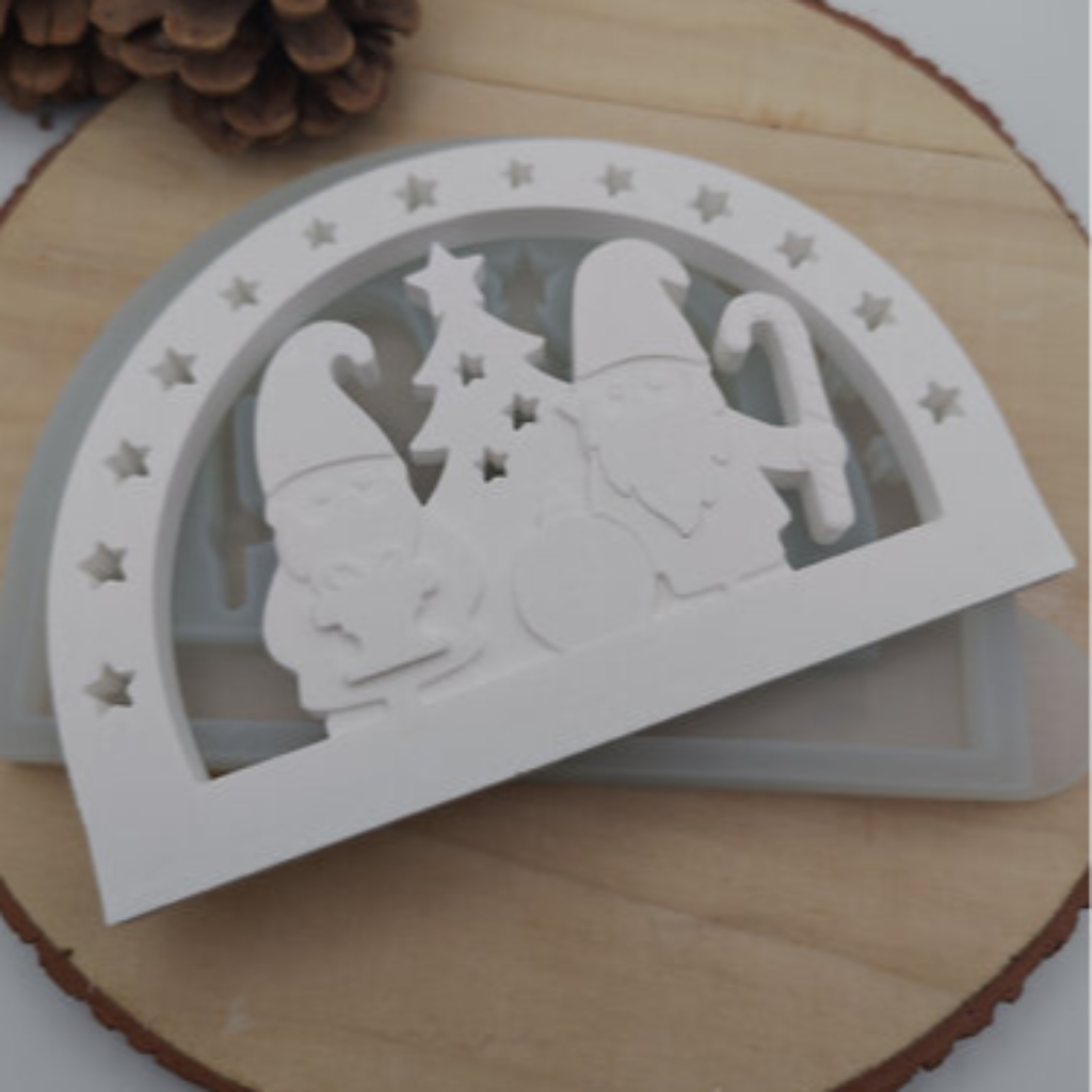 Silikonform Lichterbogen Schwibbogen Nikolaus für Raysin, Beton, Gips und Keramikpulver – festliche Gießform für Weihnachtsdeko mit Nikolaus Motiv und winterlicher Atmosphäre