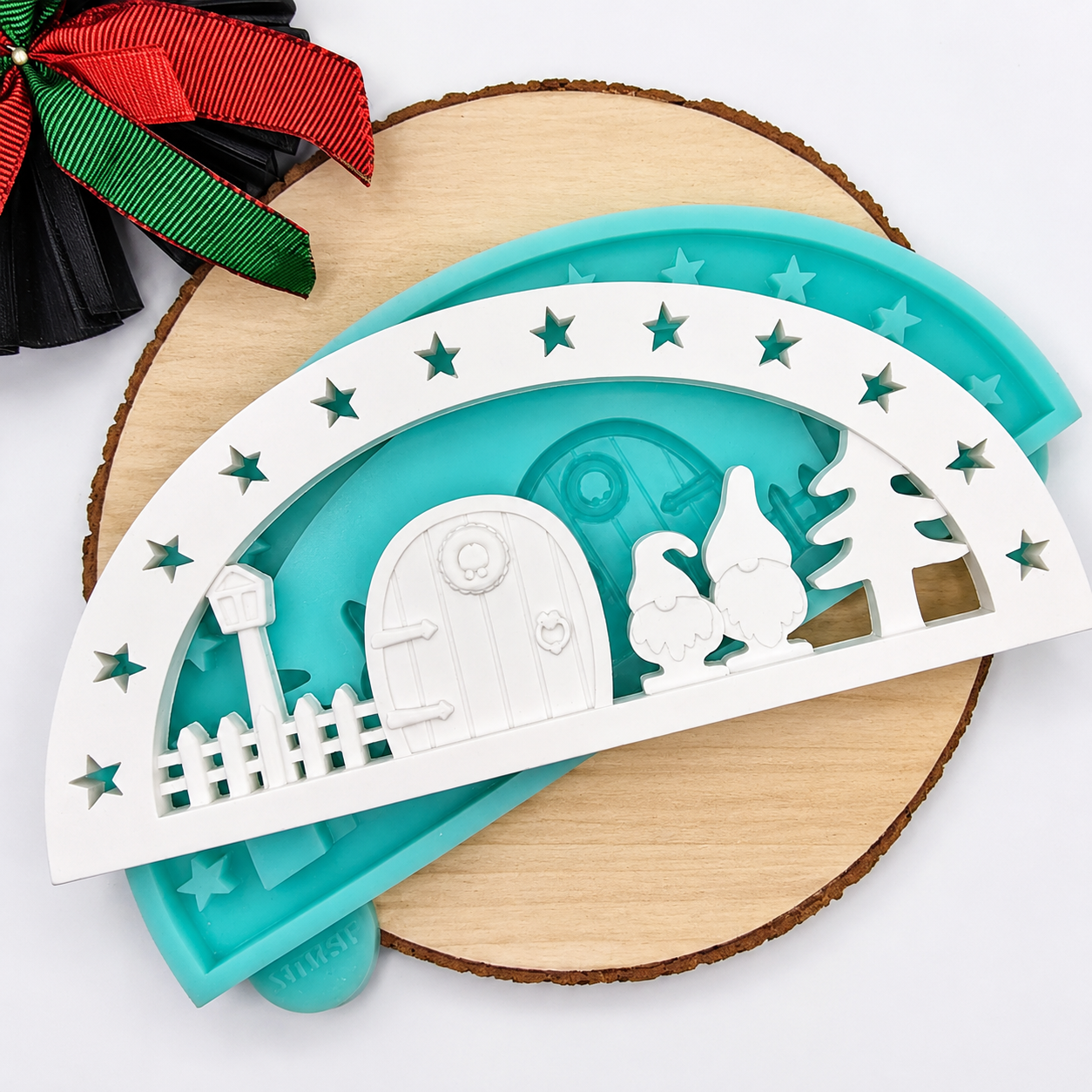 Silikonform Gießform Lichterbogen Schwibbogen Wichtel zum Gießen von stimmungsvoller Weihnachtsdeko aus Raysin, Beton oder Gips
