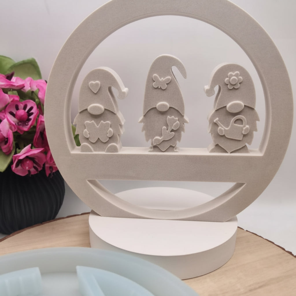 Silikonform Loop Frühling Wichtel für Raysin, Beton, Gips und Keramikpulver – dekorative Gießform für Frühlingsdeko und kreative DIY Projekte