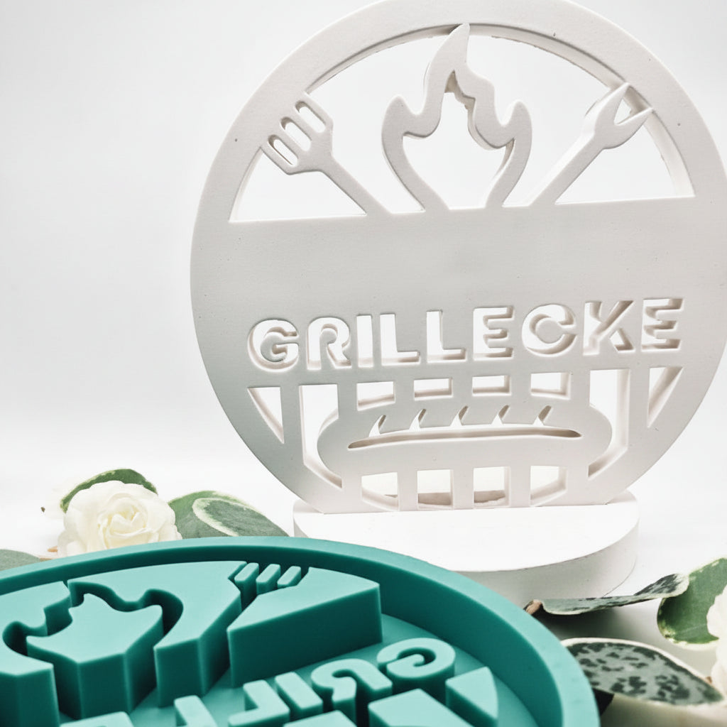 Silikonform Gießform Loop Grillecke zum Gießen von moderner DIY Deko aus Raysin, Beton oder Gips