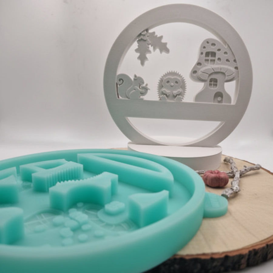 Silikonform Gießform Loop Herbst zum Gießen von kreativer Herbst-Deko aus Raysin, Beton oder Gips