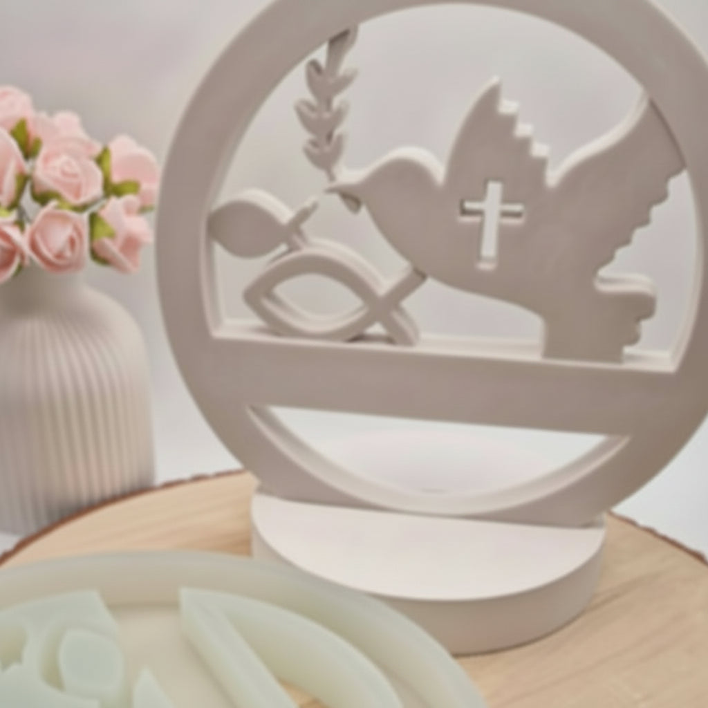 Silikonform Gießform Loop Taufe Kommunion Konfirmation zum Gießen von religiöser Deko aus Raysin, Beton oder Gips