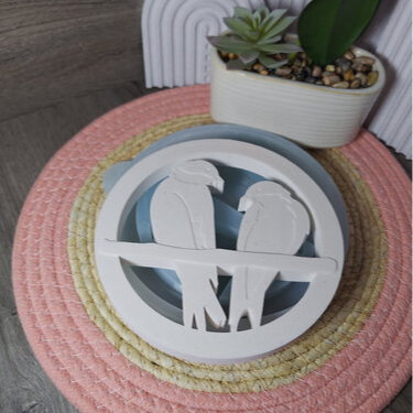 Silikonform Gießform Loop Vögel zum Gießen von liebevoller DIY Deko aus Raysin, Beton oder Gips