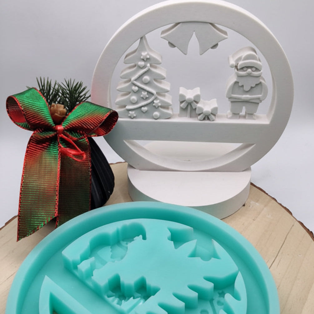 Silikonform Gießform Loop Weihnachten zum Gießen von kreativer Weihnachtsdeko aus Raysin, Beton oder Gips