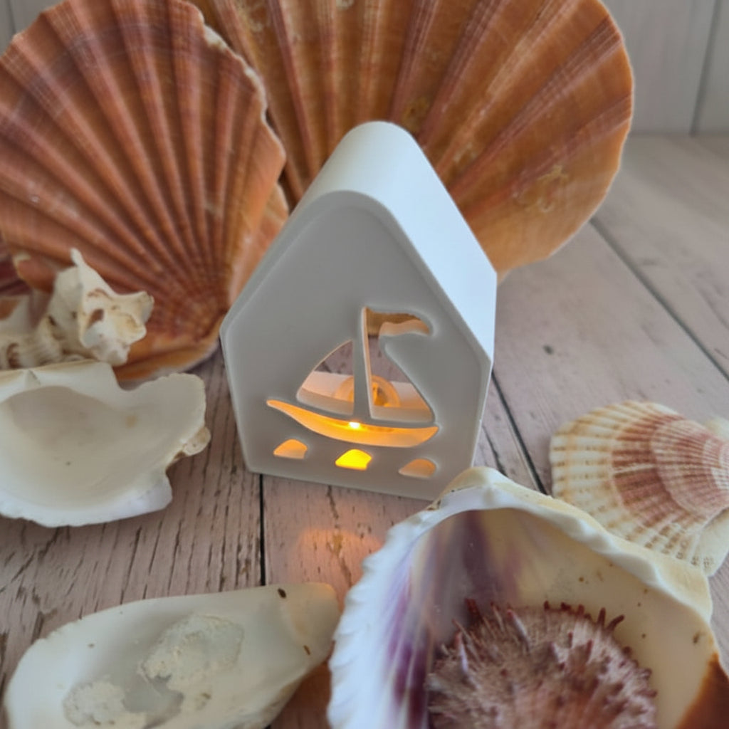 Silikonform maritim Boot Mini Lichterhaus als Dekoform für kreative Lichterdeko aus Raysin, Beton oder Gips