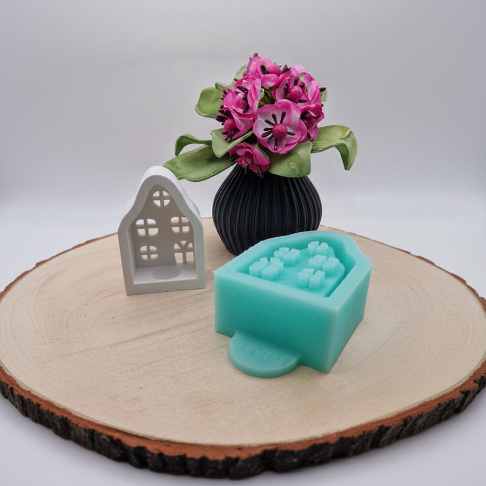 Silikonform Gießform Mini Lichterhaus zum Gießen von gemütlicher DIY Deko aus Raysin, Beton oder Gips