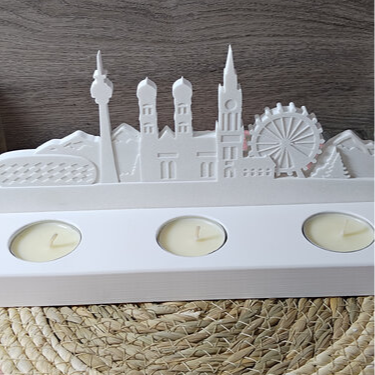 Silikonform München Skyline als Dekoform zum Gießen mit Keramikpulver, Raysin oder Gips
