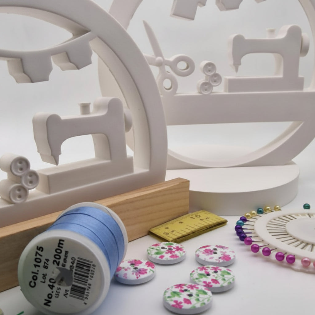 Silikonform Nähstube Loop zum Gießen mit Keramikpulver, Raysin oder Gips für kreative Nähzimmer Deko