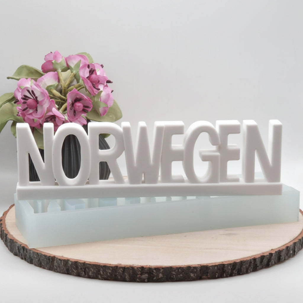 Silikonform Norwegen Skyline für Raysin, Beton, Gips und Keramikpulver – dekorative Gießform mit Norwegen Motiv für Heimatdeko, Reisedeko und kreative DIY Projekte