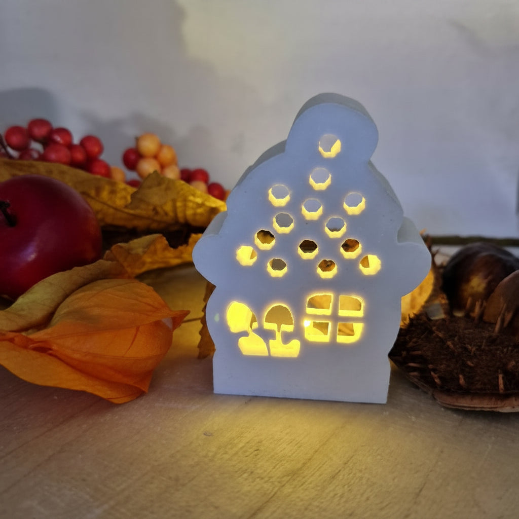 Silikonform Mini Lichterhaus Pilz als Dekoform zum Gießen mit Keramikpulver, Raysin oder Gips