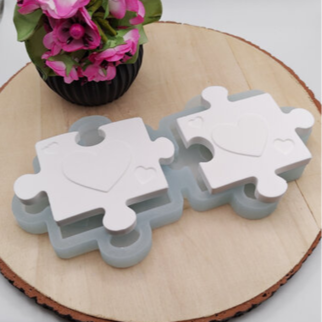 Silikonform Puzzle Herz Teile für Raysin, Beton, Gips und Keramikpulver – kreative Gießform für Herzdeko, Geschenkideen, Erinnerungsstücke und DIY Projekte