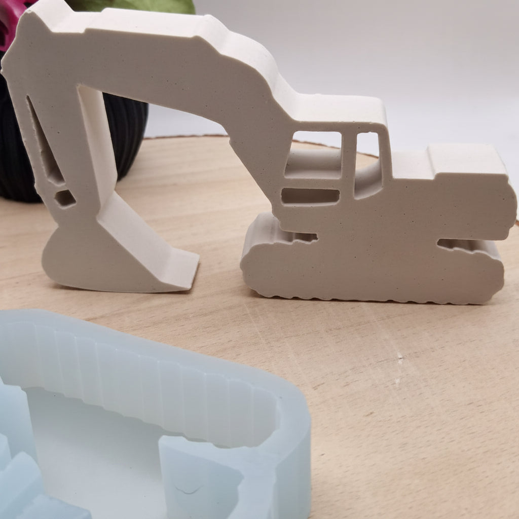 Silikonform Schaufelbagger für Raysin, Beton, Gips und Keramikpulver – kreative Gießform für Baustellen Deko, Kinderzimmerdeko, Bagger Fans und DIY Gießprojekte