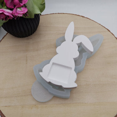 Silikonform Schokohalter stehender Hase für Raysin, Beton, Gips und Keramikpulver