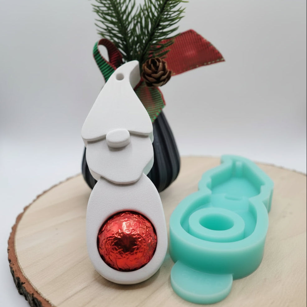 Silikonform Gießform für Schokokugel Wichtel Mann zum Gießen von kreativer Weihnachtsdeko aus Raysin, Beton oder Gips