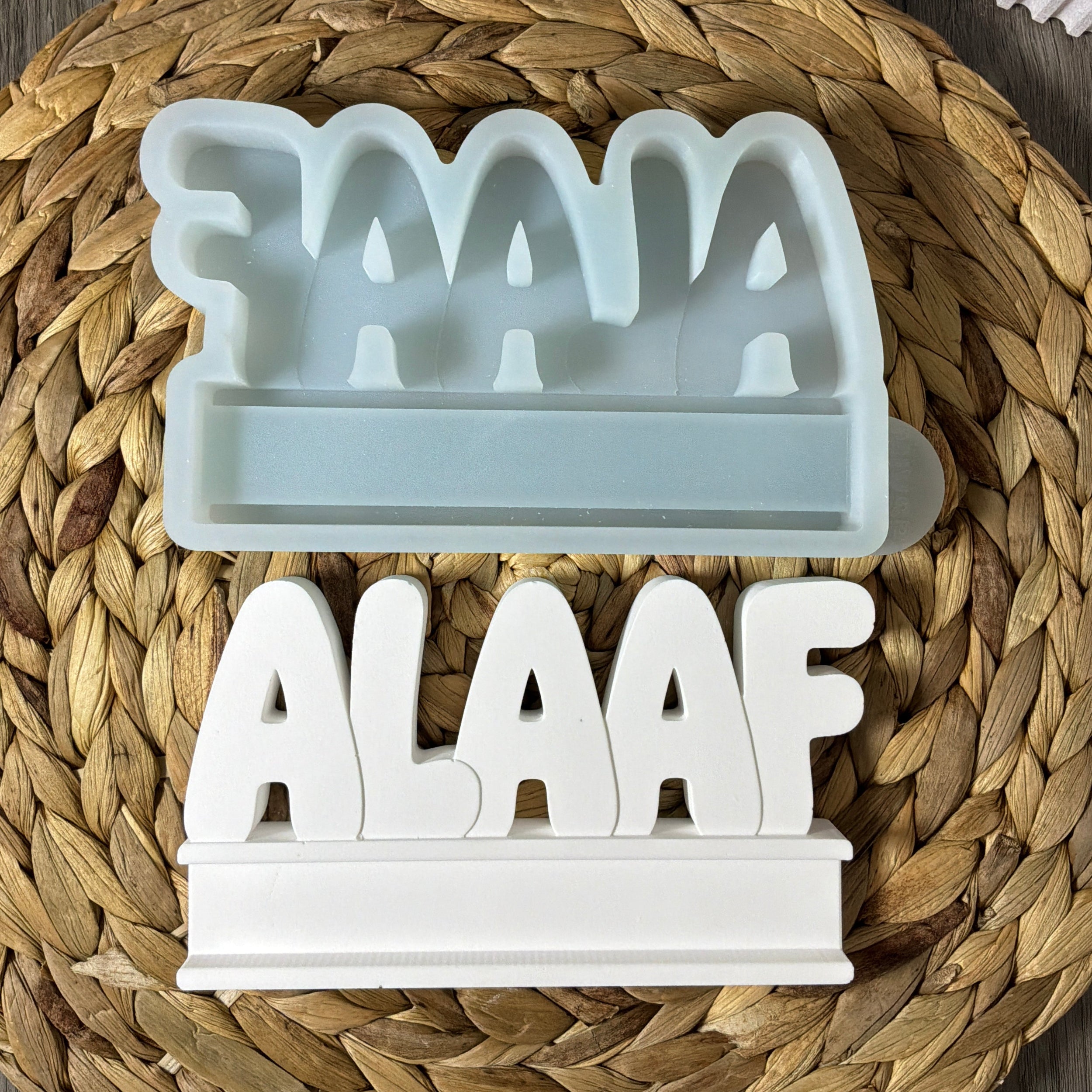 Silikonform Schriftzug Alaaf mit Klötzchenfach