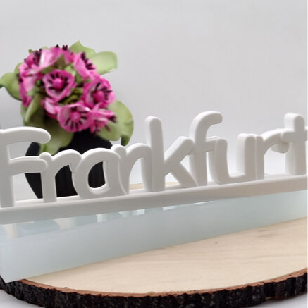 Silikonform Schriftzug Frankfurt für Raysin, Beton, Gips und Keramikpulver